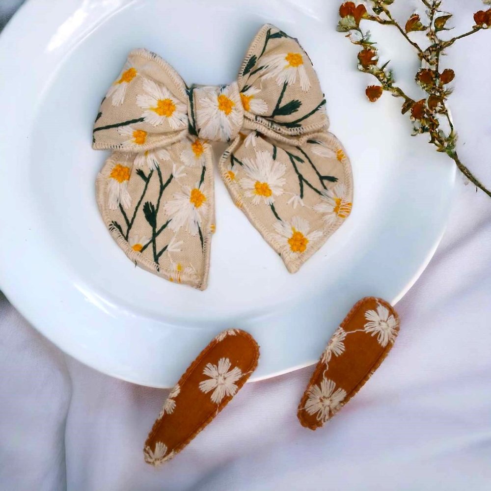 Floral Clippie Hair Bow Set